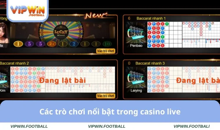 Các trò chơi nổi bật trong casino live