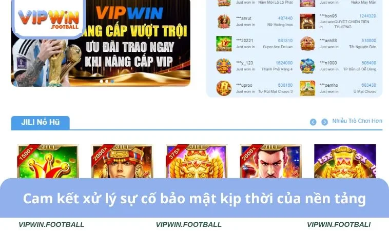 Cam kết xử lý sự cố bảo mật kịp thời của nền tảng