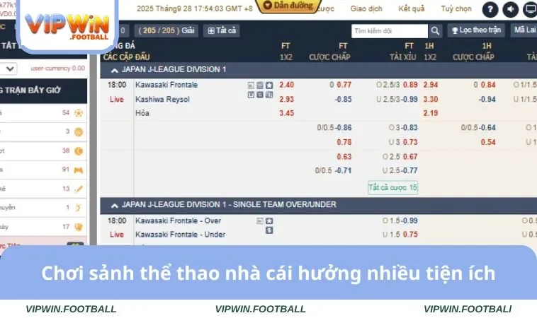 Thể Thao VIPWIN 3 Chơi sảnh thể thao nhà cái hưởng nhiều tiện ích