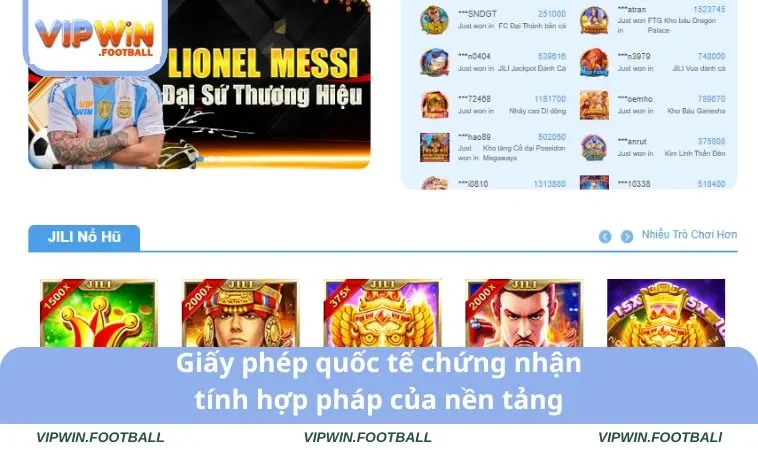 Giấy phép quốc tế chứng nhận tính hợp pháp của nền tảng