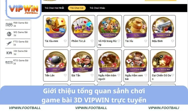 Game Bài 3D VIPWIN 1 Giới thiệu tổng quan sảnh chơi game bài 3D VIPWIN trực tuyến
