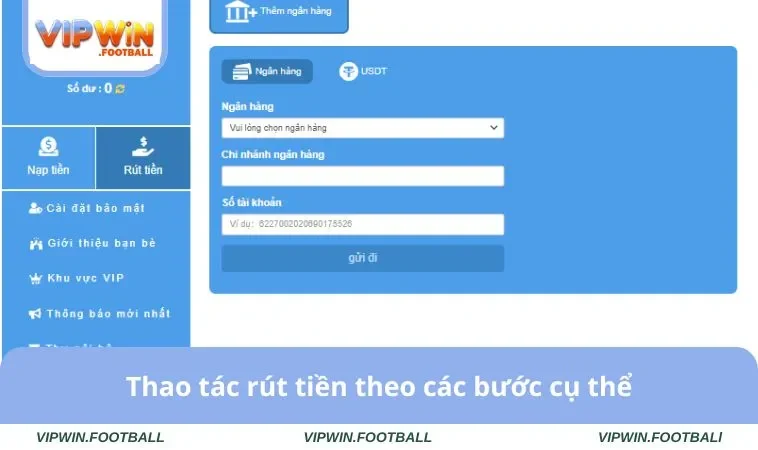 Thao tác rút tiền theo các bước cụ thể
